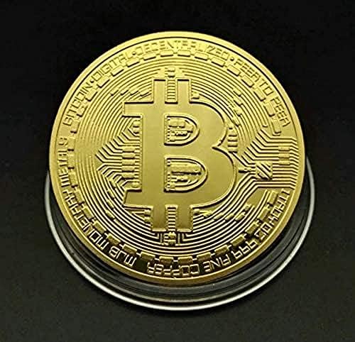 מטבע וירטואלי של ביטקוין cryptocurrency | מעגל | מטבע מצופה זהב מטבע מטבע מטבע מטבע מטבע מלאכה עם קופסת
